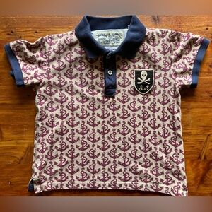 Scotch Shrunk Vintage Navy Anchor Skull print Ahoy Kids Polo 4T